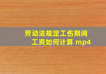 劳动法规定工伤期间工资如何计算 mp4